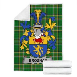 Scottish Brosnan or O'Brosnan Coat of Arms Family Crest Ireland Blanket Irish National Tartan Irish County Blanket