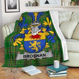 Scottish Brosnan or O'Brosnan Coat of Arms Family Crest Ireland Blanket Irish National Tartan Irish County Blanket