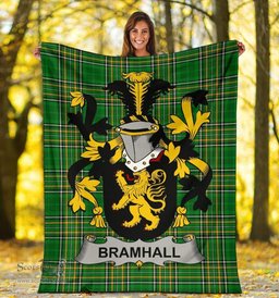 Scottish Bramhall Coat of Arms Family Crest Ireland Blanket Irish National Tartan Irish County Blanket
