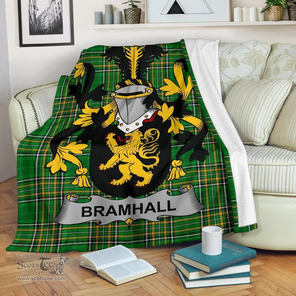 Scottish Bramhall Coat of Arms Family Crest Ireland Blanket Irish National Tartan Irish County Blanket