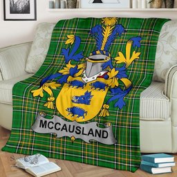 Scottish McCausland Coat of Arms Family Crest Ireland Blanket Irish National Tartan Irish County Blanket