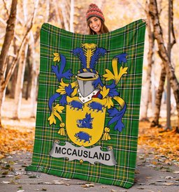 Scottish McCausland Coat of Arms Family Crest Ireland Blanket Irish National Tartan Irish County Blanket