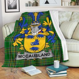 Scottish McCausland Coat of Arms Family Crest Ireland Blanket Irish National Tartan Irish County Blanket