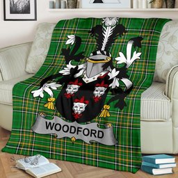Scottish Woodford Coat of Arms Family Crest Ireland Blanket Irish National Tartan Irish County Blanket