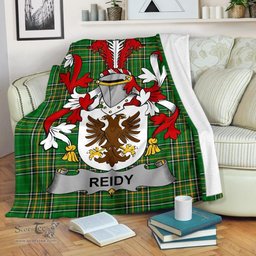 Scottish Reidy or O'Reidy Coat of Arms Family Crest Ireland Blanket Irish National Tartan Irish County Blanket