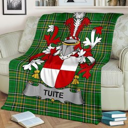 Scottish Tuite Coat of Arms Family Crest Ireland Blanket Irish National Tartan Irish County Blanket