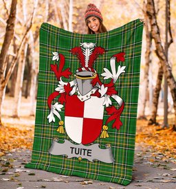 Scottish Tuite Coat of Arms Family Crest Ireland Blanket Irish National Tartan Irish County Blanket