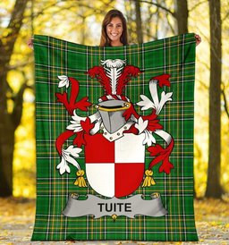 Scottish Tuite Coat of Arms Family Crest Ireland Blanket Irish National Tartan Irish County Blanket