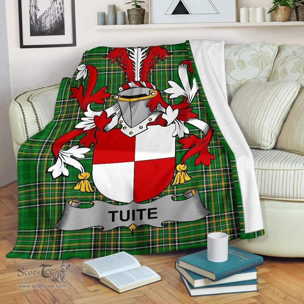 Scottish Tuite Coat of Arms Family Crest Ireland Blanket Irish National Tartan Irish County Blanket