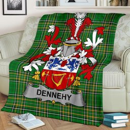 Scottish Dennehy or O'Dennehy Coat of Arms Family Crest Ireland Blanket Irish National Tartan Irish County Blanket