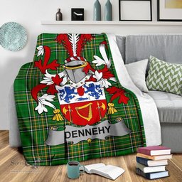 Scottish Dennehy or O'Dennehy Coat of Arms Family Crest Ireland Blanket Irish National Tartan Irish County Blanket