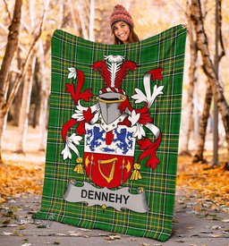 Scottish Dennehy or O'Dennehy Coat of Arms Family Crest Ireland Blanket Irish National Tartan Irish County Blanket
