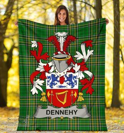Scottish Dennehy or O'Dennehy Coat of Arms Family Crest Ireland Blanket Irish National Tartan Irish County Blanket