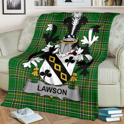 Scottish Lawson Coat of Arms Family Crest Ireland Blanket Irish National Tartan Irish County Blanket