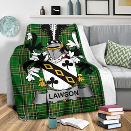 Scottish Lawson Coat of Arms Family Crest Ireland Blanket Irish National Tartan Irish County Blanket