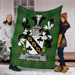 Scottish Lawson Coat of Arms Family Crest Ireland Blanket Irish National Tartan Irish County Blanket