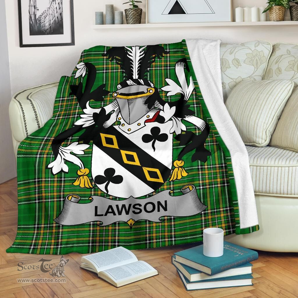 Scottish Lawson Coat of Arms Family Crest Ireland Blanket Irish National Tartan Irish County Blanket