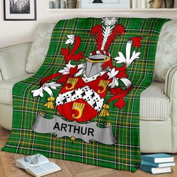 Scottish Arthur Coat of Arms Family Crest Ireland Blanket Irish National Tartan Irish County Blanket