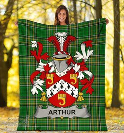 Scottish Arthur Coat of Arms Family Crest Ireland Blanket Irish National Tartan Irish County Blanket