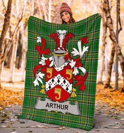 Scottish Arthur Coat of Arms Family Crest Ireland Blanket Irish National Tartan Irish County Blanket