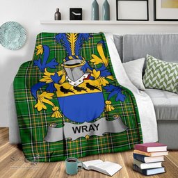 Scottish Wray Coat of Arms Family Crest Ireland Blanket Irish National Tartan Irish County Blanket