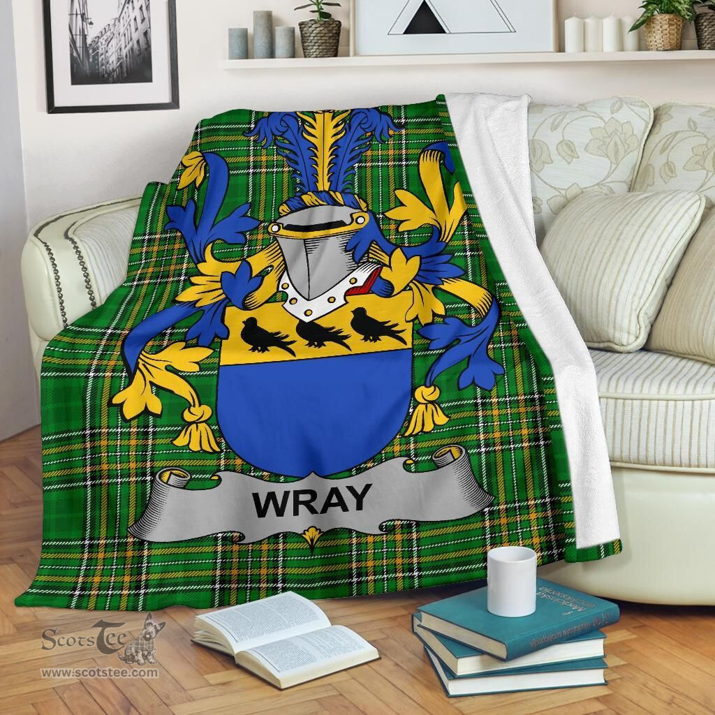 Scottish Wray Coat of Arms Family Crest Ireland Blanket Irish National Tartan Irish County Blanket