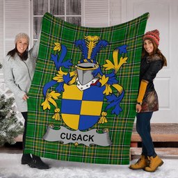 Scottish Cusack Coat of Arms Family Crest Ireland Blanket Irish National Tartan Irish County Blanket