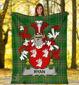 Scottish Ryan or O'Mulrian Coat of Arms Family Crest Ireland Blanket Irish National Tartan Irish County Blanket