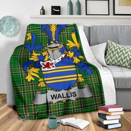Scottish Wallis Coat of Arms Family Crest Ireland Blanket Irish National Tartan Irish County Blanket