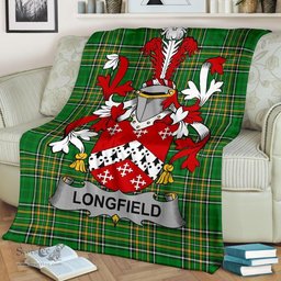 Scottish Longfield Coat of Arms Family Crest Ireland Blanket Irish National Tartan Irish County Blanket