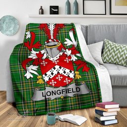 Scottish Longfield Coat of Arms Family Crest Ireland Blanket Irish National Tartan Irish County Blanket