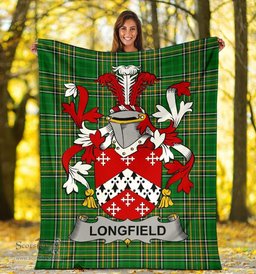 Scottish Longfield Coat of Arms Family Crest Ireland Blanket Irish National Tartan Irish County Blanket