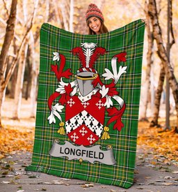 Scottish Longfield Coat of Arms Family Crest Ireland Blanket Irish National Tartan Irish County Blanket