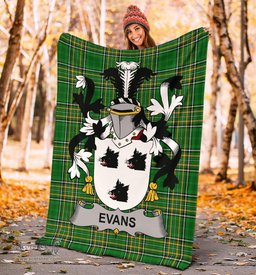 Scottish Evans Coat of Arms Family Crest Ireland Blanket Irish National Tartan Irish County Blanket