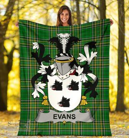 Scottish Evans Coat of Arms Family Crest Ireland Blanket Irish National Tartan Irish County Blanket