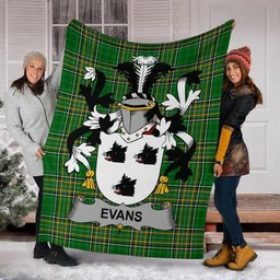 Scottish Evans Coat of Arms Family Crest Ireland Blanket Irish National Tartan Irish County Blanket