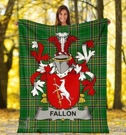 Scottish Fallon or O'Fallon Coat of Arms Family Crest Ireland Blanket Irish National Tartan Irish County Blanket