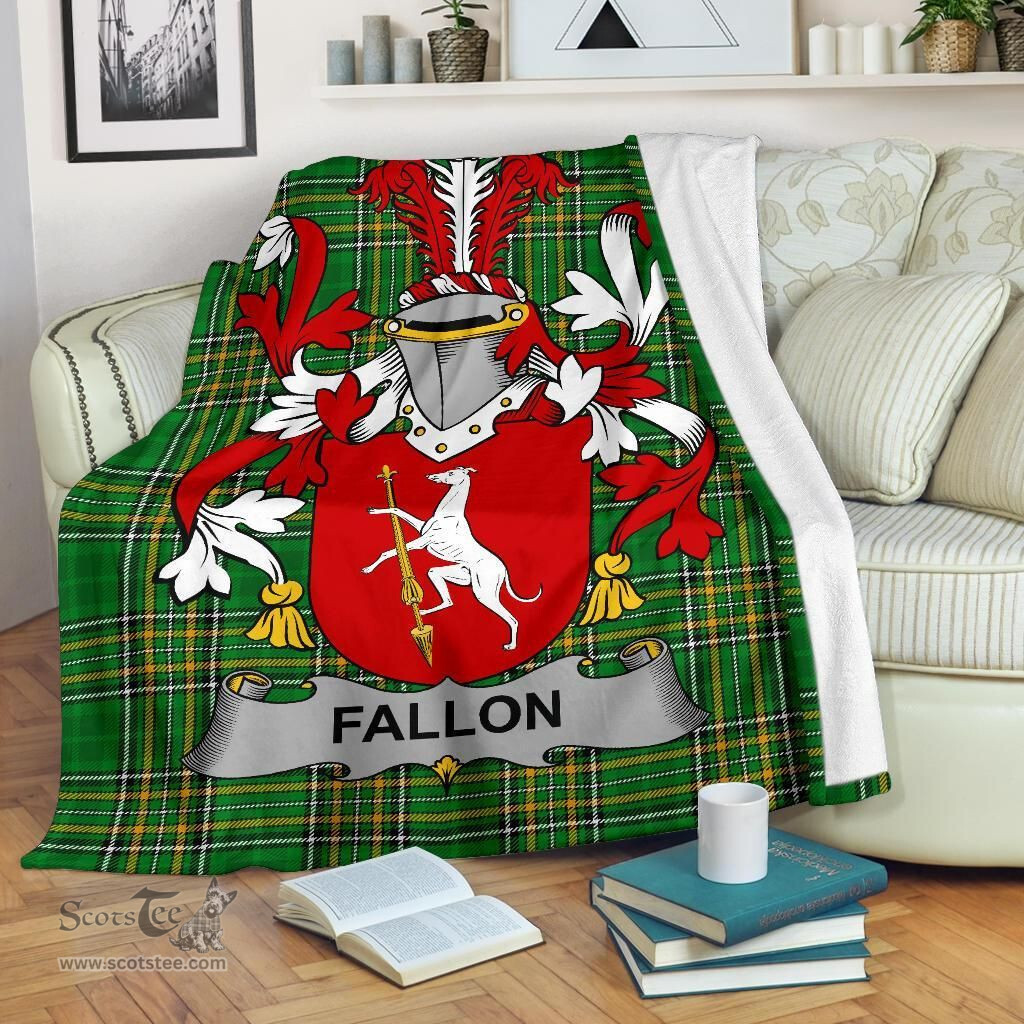 Scottish Fallon or O'Fallon Coat of Arms Family Crest Ireland Blanket Irish National Tartan Irish County Blanket