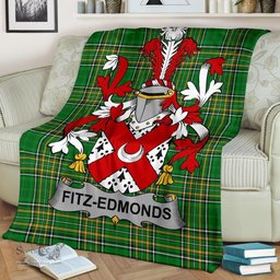 Scottish Fitz-Edmonds Coat of Arms Family Crest Ireland Blanket Irish National Tartan Irish County Blanket