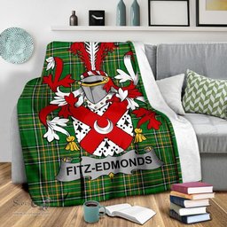 Scottish Fitz-Edmonds Coat of Arms Family Crest Ireland Blanket Irish National Tartan Irish County Blanket