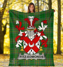 Scottish Fitz-Edmonds Coat of Arms Family Crest Ireland Blanket Irish National Tartan Irish County Blanket
