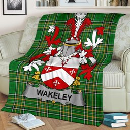 Scottish Wakeley Coat of Arms Family Crest Ireland Blanket Irish National Tartan Irish County Blanket