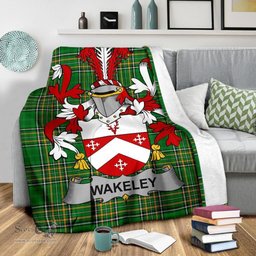 Scottish Wakeley Coat of Arms Family Crest Ireland Blanket Irish National Tartan Irish County Blanket