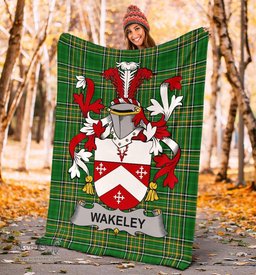 Scottish Wakeley Coat of Arms Family Crest Ireland Blanket Irish National Tartan Irish County Blanket
