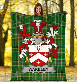 Scottish Wakeley Coat of Arms Family Crest Ireland Blanket Irish National Tartan Irish County Blanket