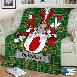 Scottish Devaney or O'Devaney Coat of Arms Family Crest Ireland Blanket Irish National Tartan Irish County Blanket