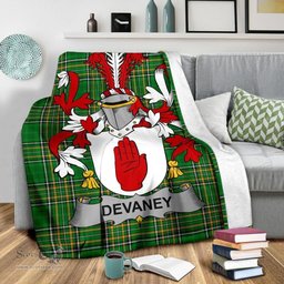 Scottish Devaney or O'Devaney Coat of Arms Family Crest Ireland Blanket Irish National Tartan Irish County Blanket