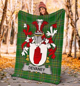 Scottish Devaney or O'Devaney Coat of Arms Family Crest Ireland Blanket Irish National Tartan Irish County Blanket
