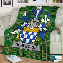 Scottish Ticheborne Coat of Arms Family Crest Ireland Blanket Irish National Tartan Irish County Blanket