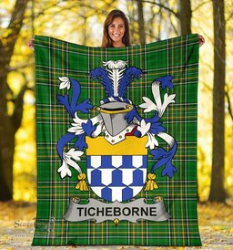 Scottish Ticheborne Coat of Arms Family Crest Ireland Blanket Irish National Tartan Irish County Blanket